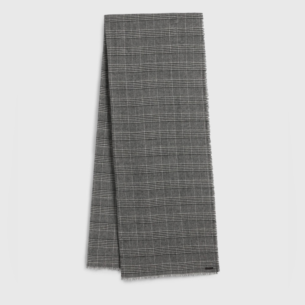 NEW ALLSAINTS Griffin Wool Blend Scarf 30x 83 Grey Plaid